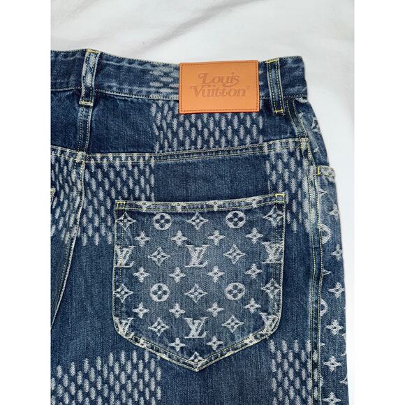 Louis Vuitton x Nigo Giant Damier Waves Monogram Logo Blue Denim Jeans Pants 32 - Picture 13 of 16